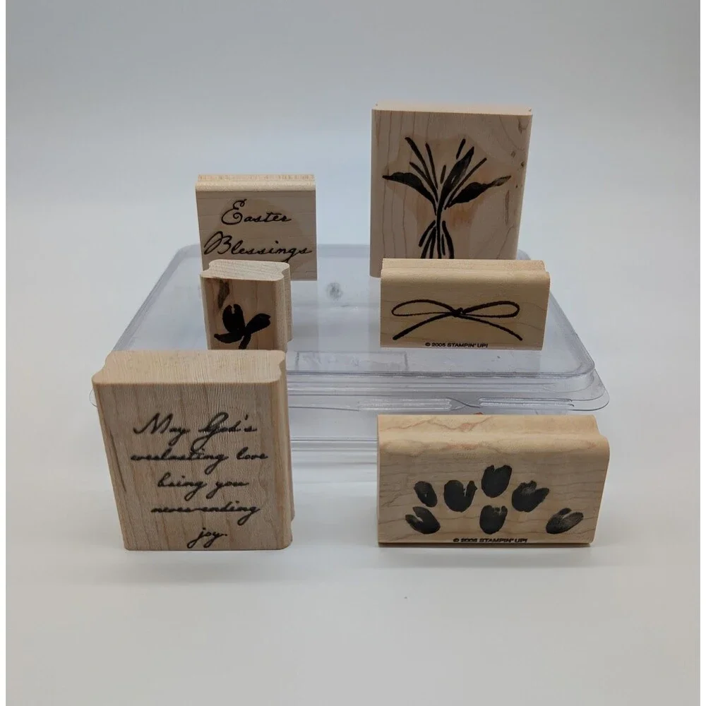 2005 Stampin’ Up! Easter Never Ending Joy Wood Mounted Rubber Stamp Set